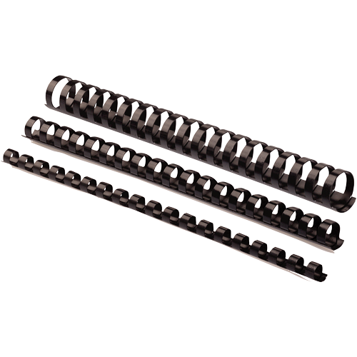 Black 100-Pack of Round Back Plastic Combs - 1/4" Spine, Holds 20 Sheets